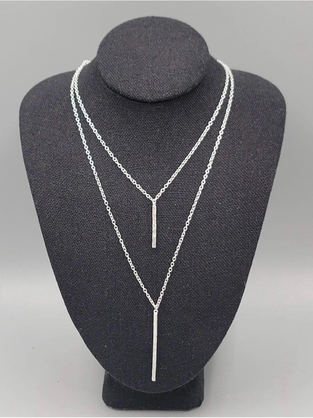 Delicate Silver Layered Bar Necklace for Women